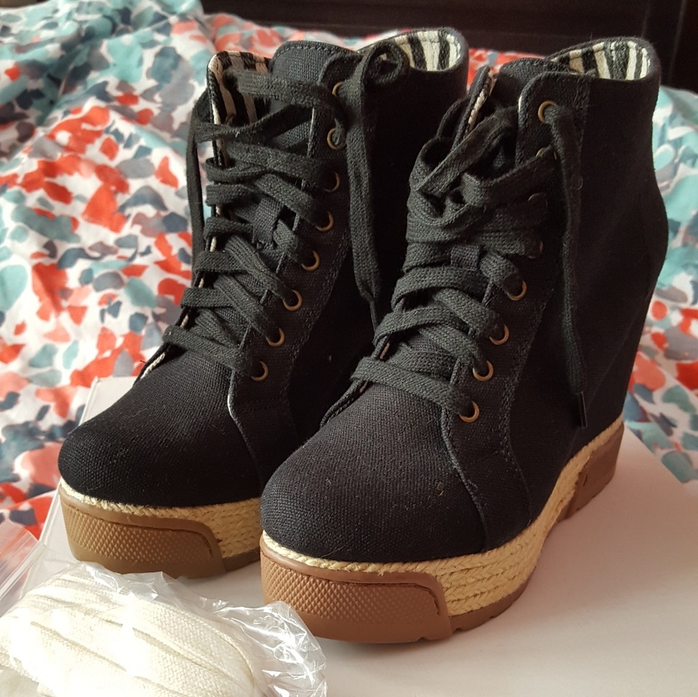 Wedge heel sneaker boots